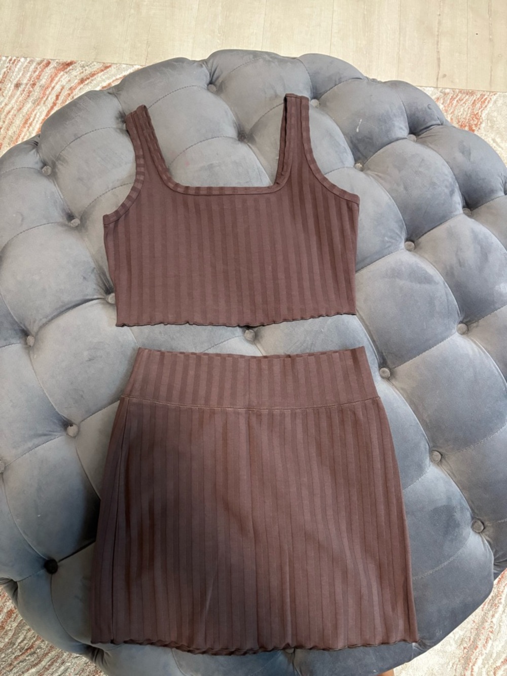 Women's Ribbed Mini Skirt in Chocolate Brown - Stylish Everyday Knit